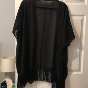 Sheer, fringe bottom cover up